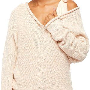 Free People Bright Lights Marled Knit Sweater Ivory - Womens